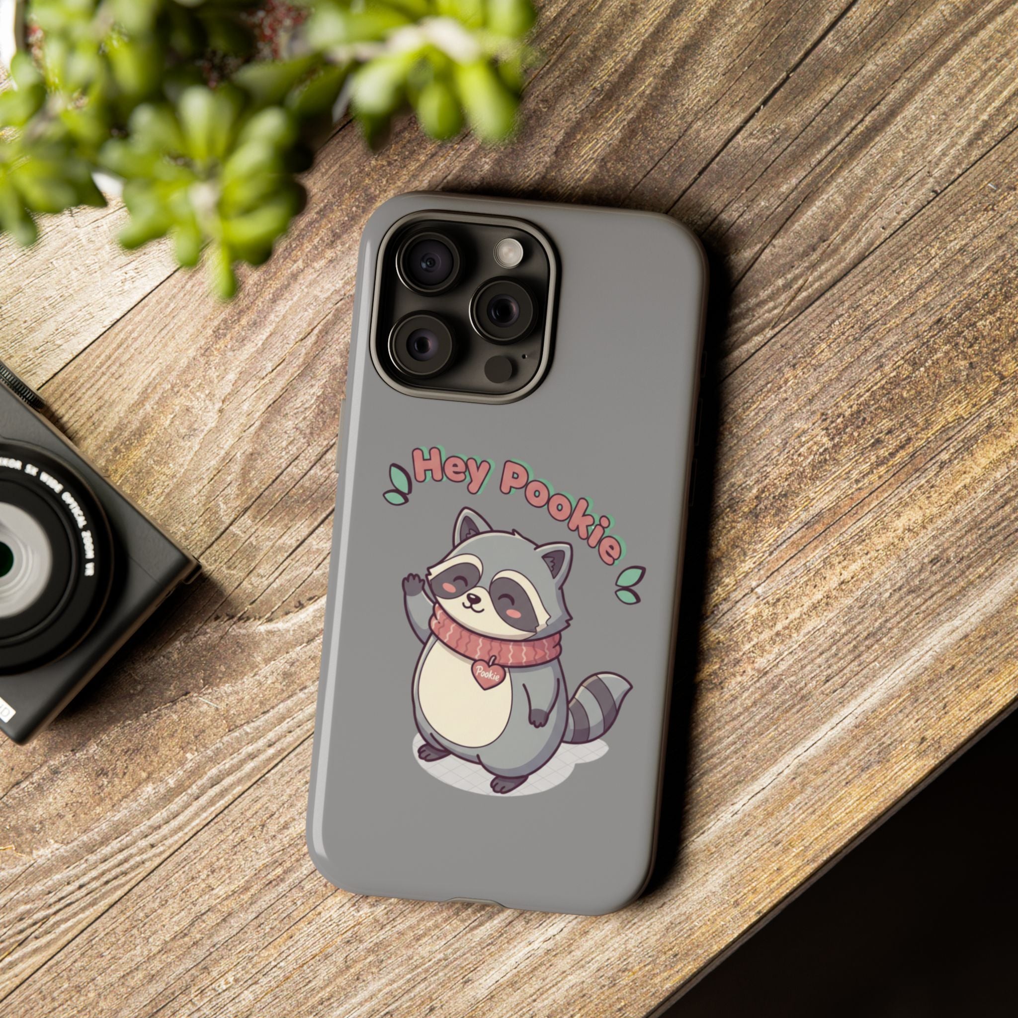 Cute Raccoon "Hey Pookie" Phone Case — Protective Tough Case