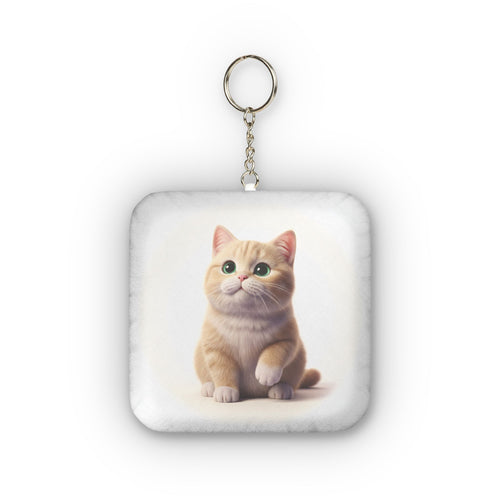 Cute Cat Mini Plush Keychain — Custom Shape Plush Keyring