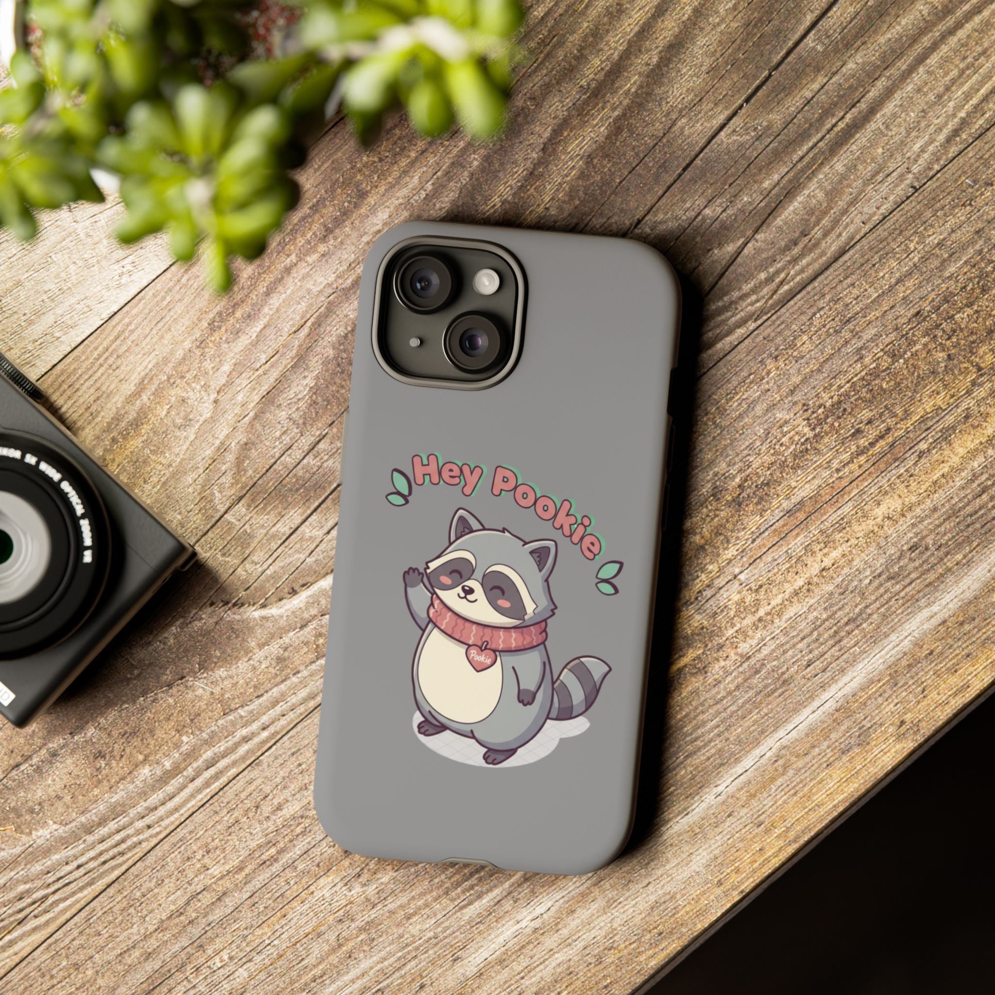 Cute Raccoon "Hey Pookie" Phone Case — Protective Tough Case