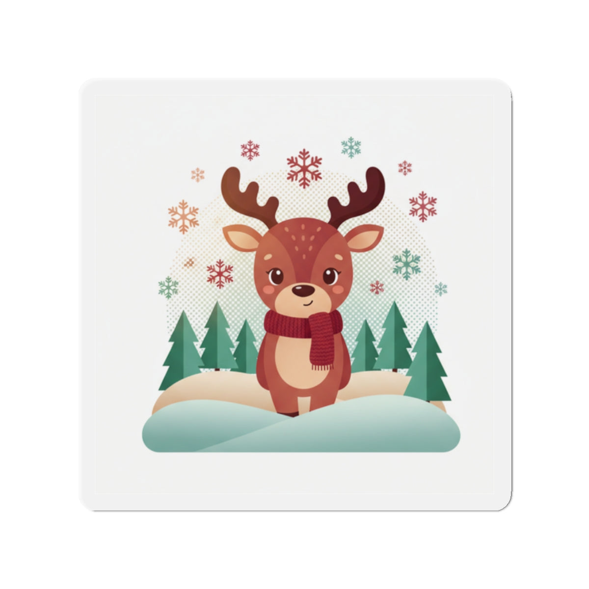 Cute Christmas Reindeer and Santa Claus Die-Cut Magnet — Festive Holiday Mascot Refrigerator Decor