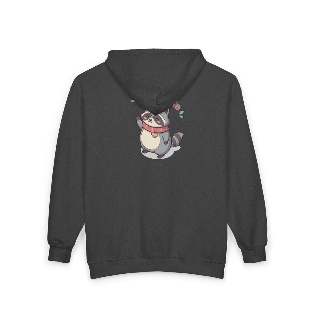 Raccoon 'Hey Pookie' Zip Hoodie — Cute Cozy Graphic Sweatshirt