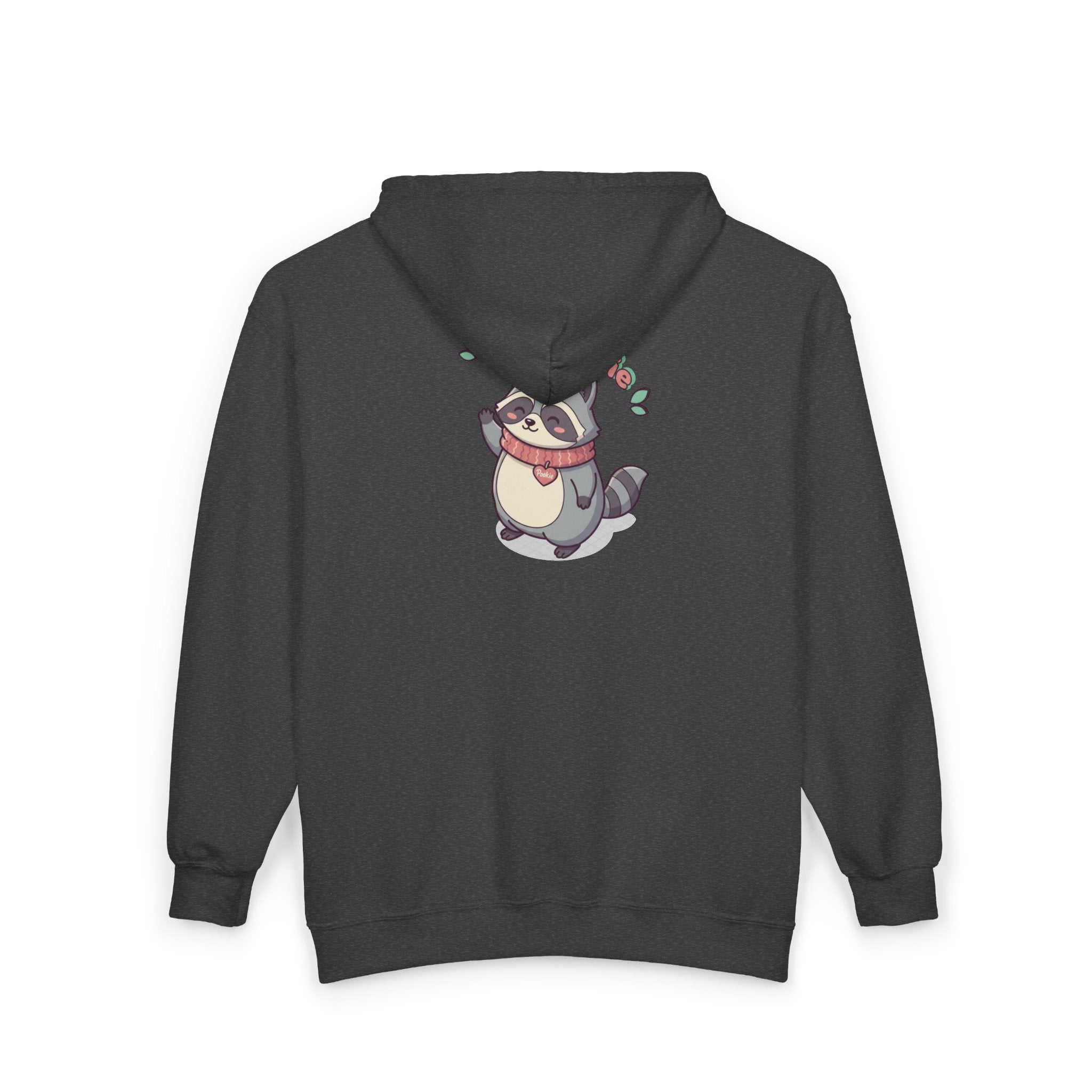 Raccoon 'Hey Pookie' Zip Hoodie — Cute Cozy Graphic Sweatshirt