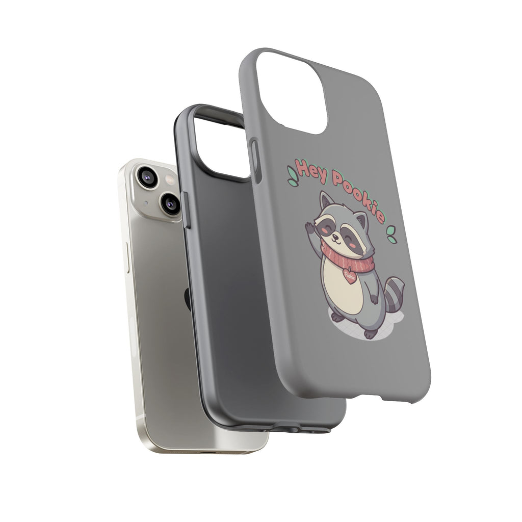 Cute Raccoon "Hey Pookie" Phone Case — Protective Tough Case