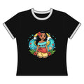 Moana-Inspired Girl Cartoon Ringer Tee — Tropical Hawaiian Disney Princess Graphic Shirt