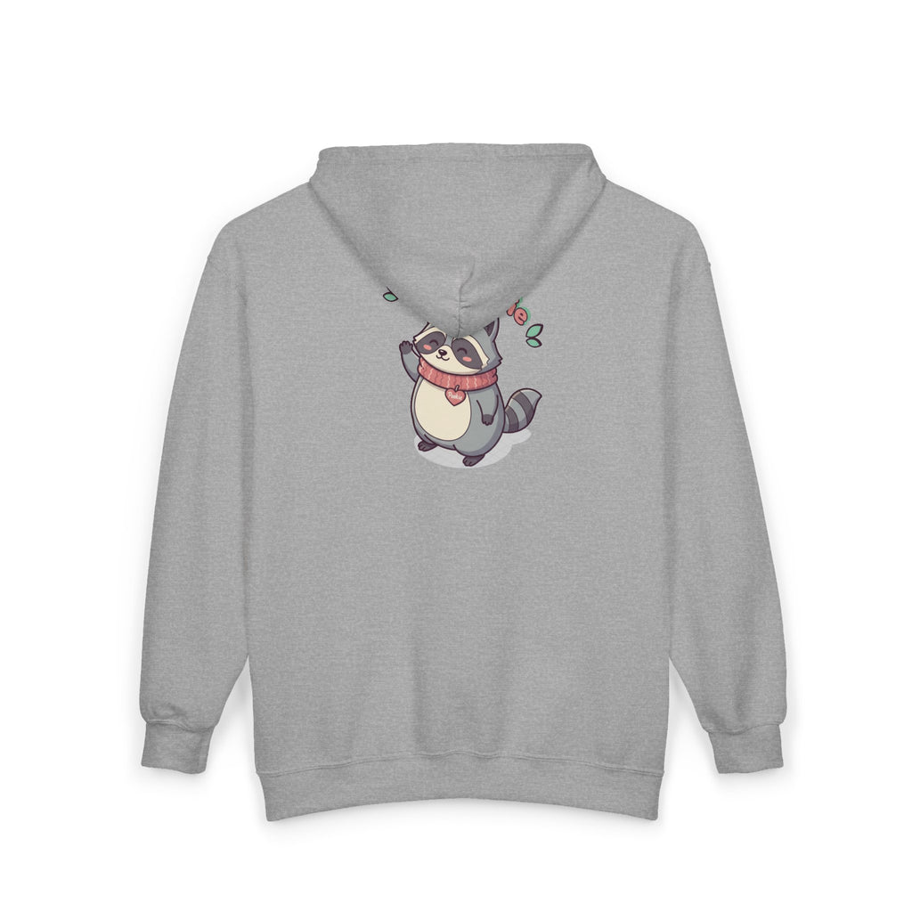 Raccoon 'Hey Pookie' Zip Hoodie — Cute Cozy Graphic Sweatshirt