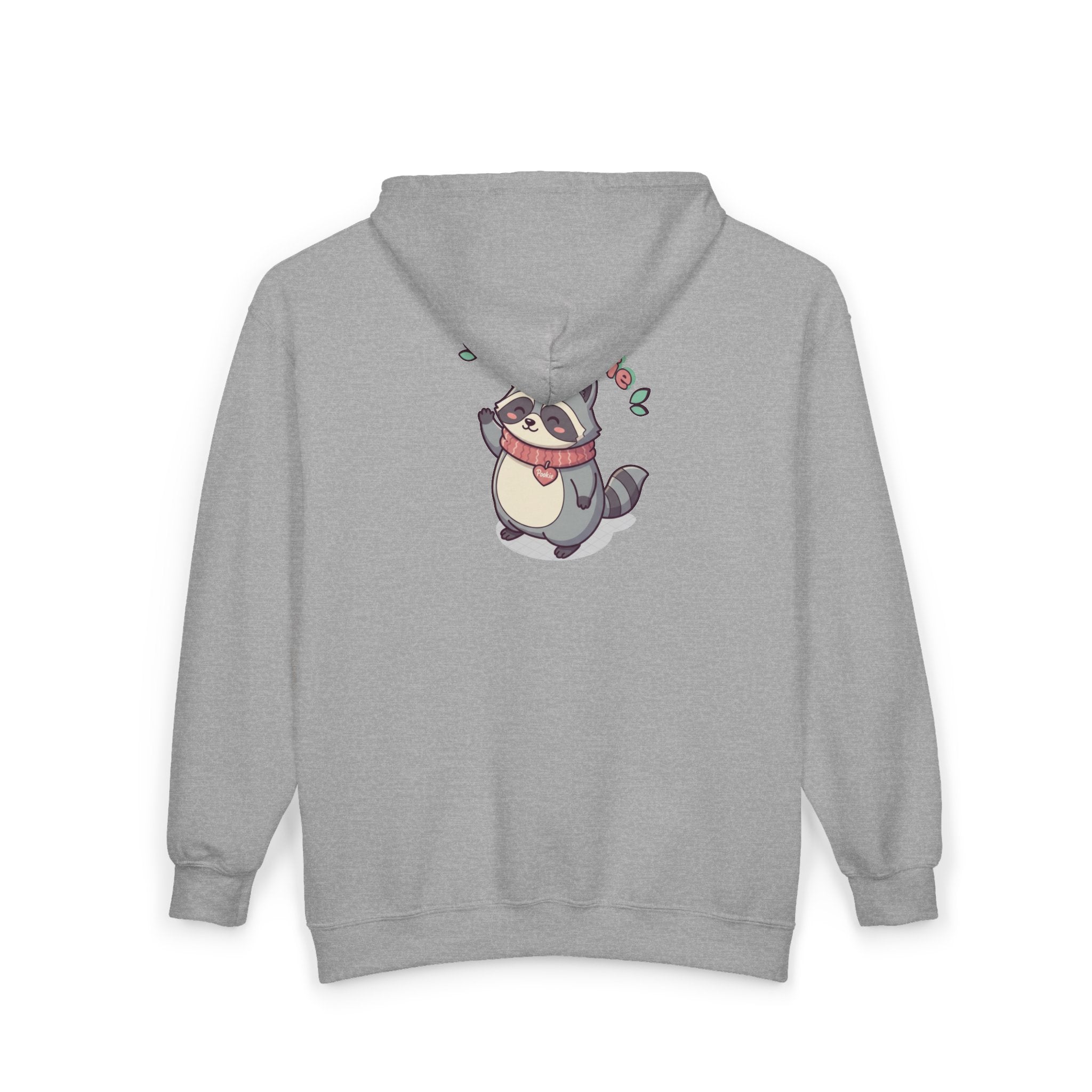 Raccoon 'Hey Pookie' Zip Hoodie — Cute Cozy Graphic Sweatshirt