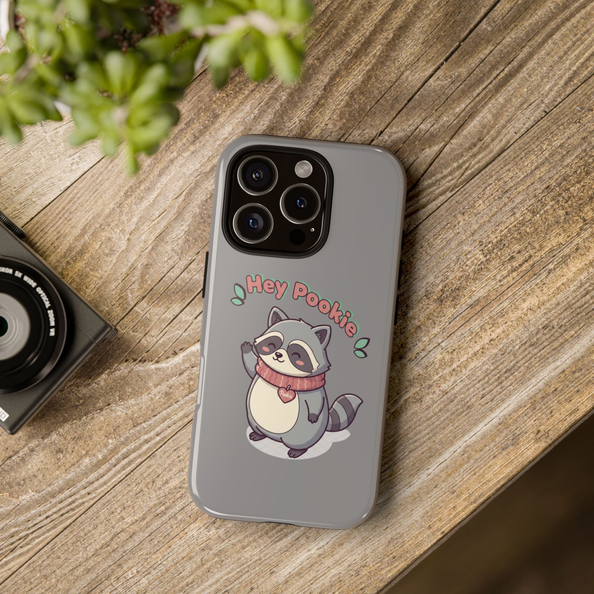 Cute Raccoon "Hey Pookie" Phone Case — Protective Tough Case